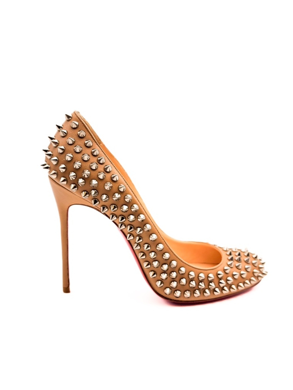 Christian Louboutin Nude Beige Leather Spike Pumps EU 38
